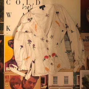 Top shop floral embroidered blouse